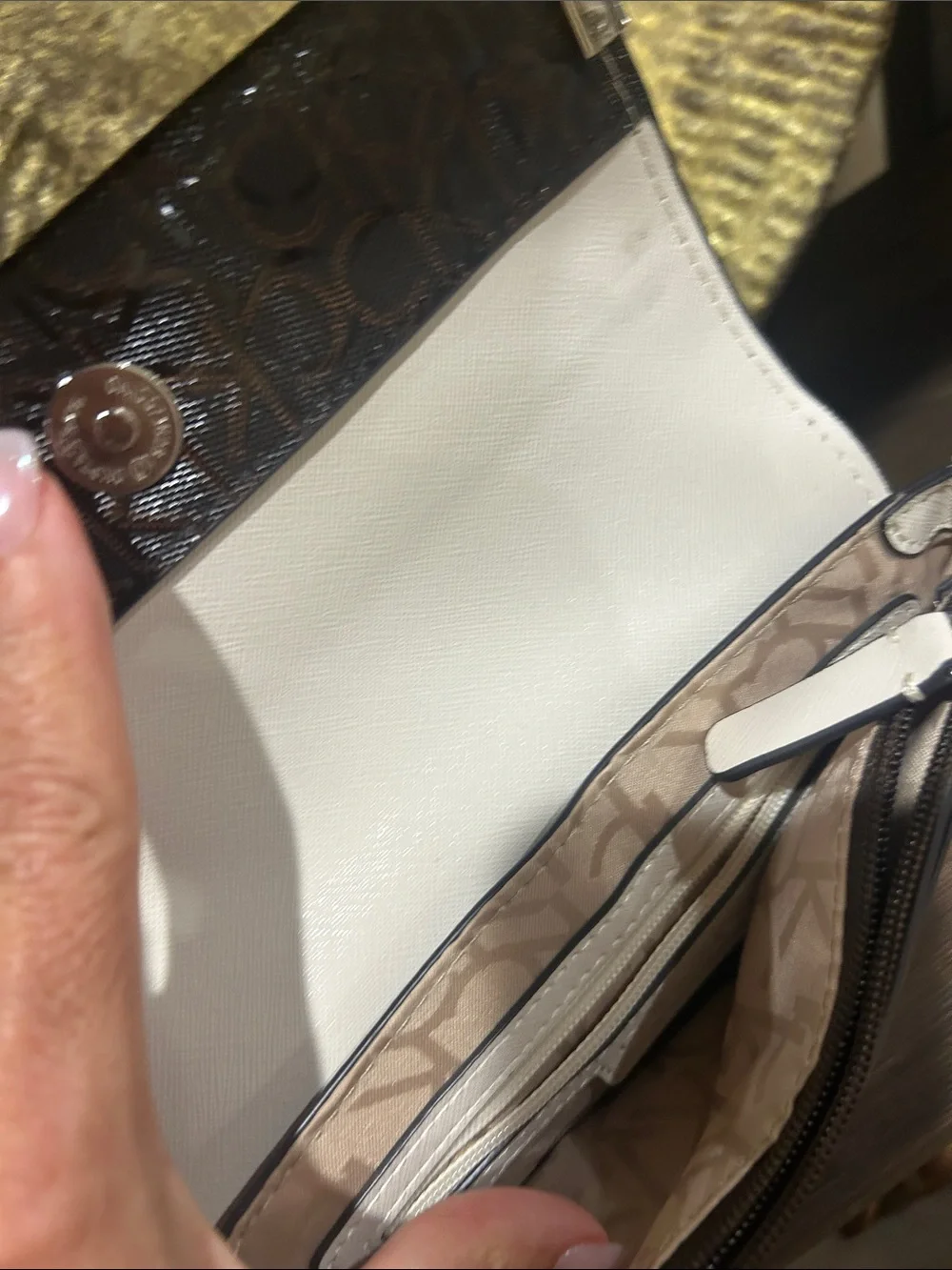 Calvin Klein Brown Logo Crossbody with White Strap